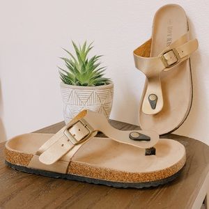 BIRKENSTOCK STYLE GOLD SANDALS